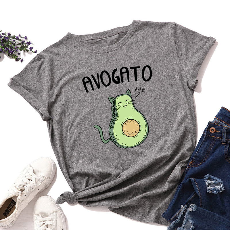 Loose Round Neck Short Sleeved T Shirt, Pure Cotton