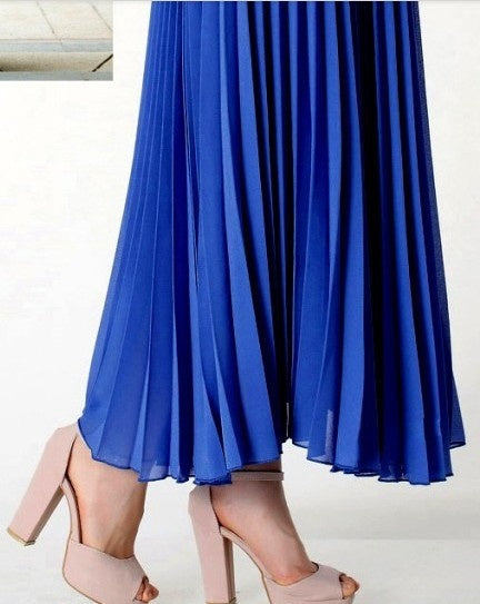 Pure color chiffon pleated skirt skirt