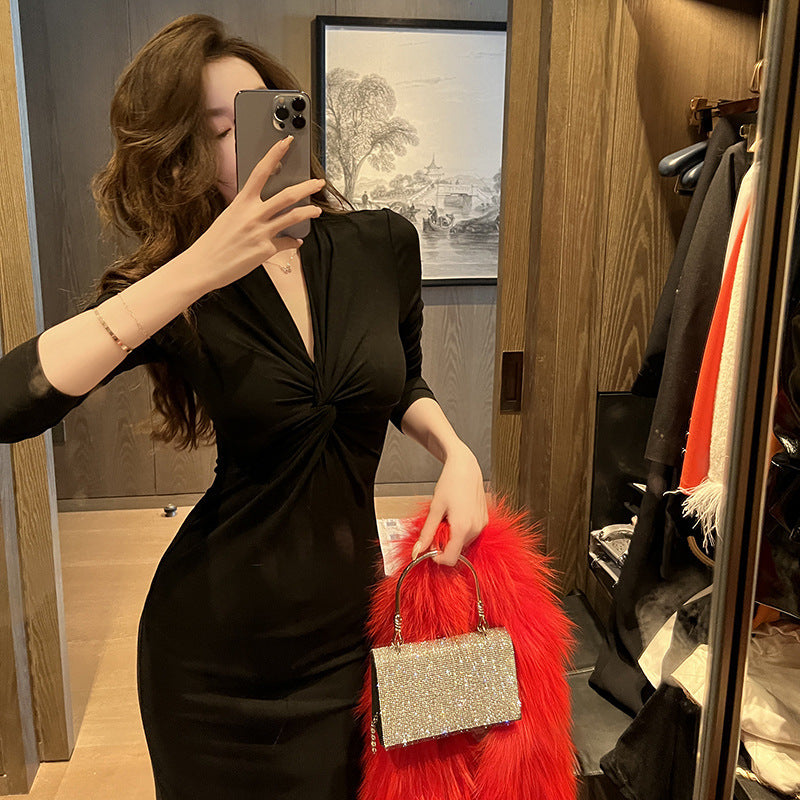 Fashion Collarbone Kink Dress For Women